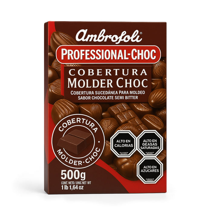 Ambrosoli Professional-Choc Molder Choc barra de cobertura de chocolate semiamargo, caja de 500 g.