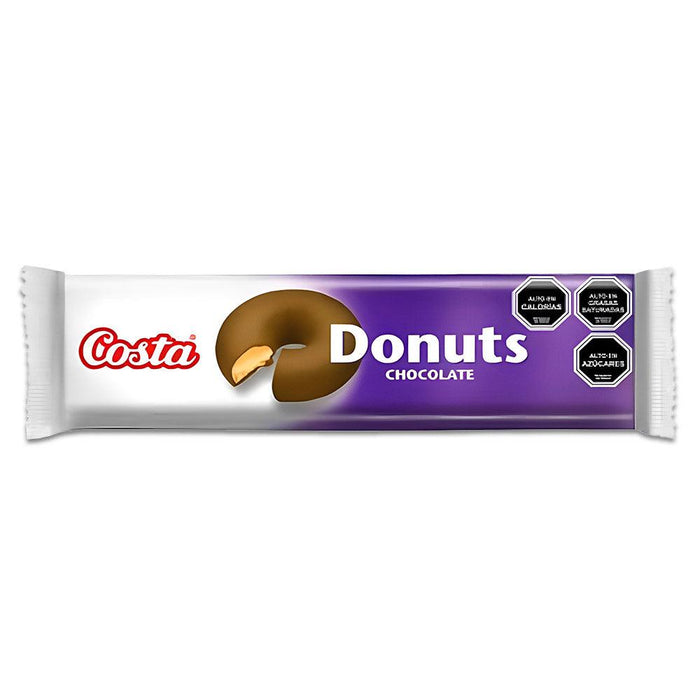 Un paquete blanco y morado de donuts costa.