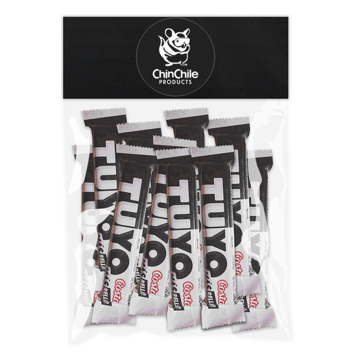 Una bolsa de 10 unidades de chocolate Tuyo en envase blanco y negro.