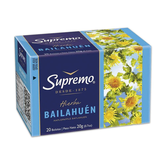 Una cajita azul de té de Chile.