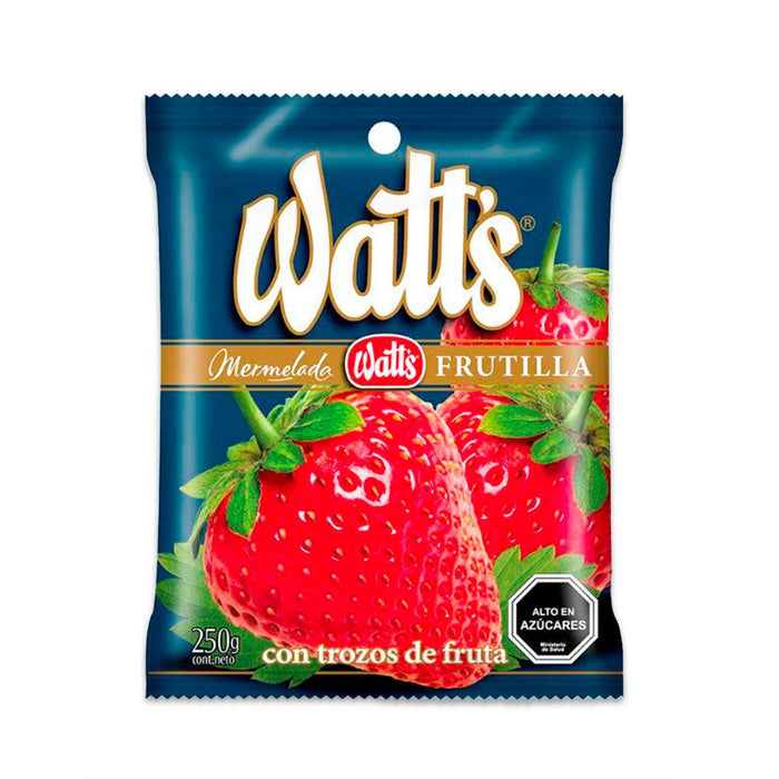 Una bolsa de mermelada de fresa Watt's importada de Chile.