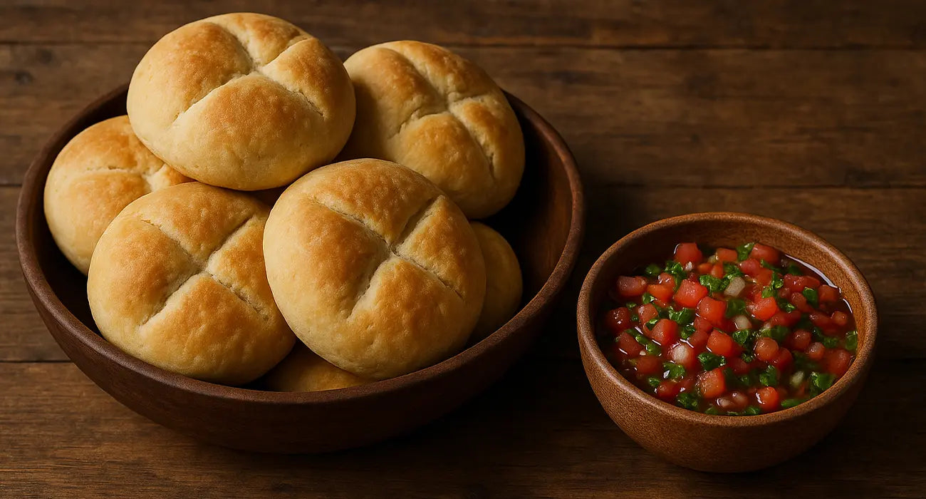 Receta de Pan Amasado y Salsa de Pebre