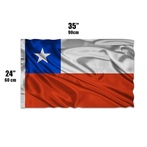 Bandera de Chile roja, blanca y azul de 60x90 cm.