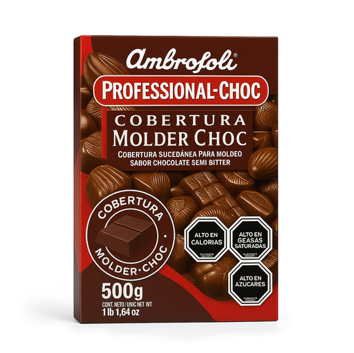 Ambrosoli Professional-Choc Molder Choc barra de cobertura de chocolate semiamargo, caja de 500 g.