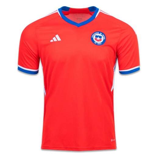Anverso de una camiseta local roja brillante de la Selección Nacional de Chile.