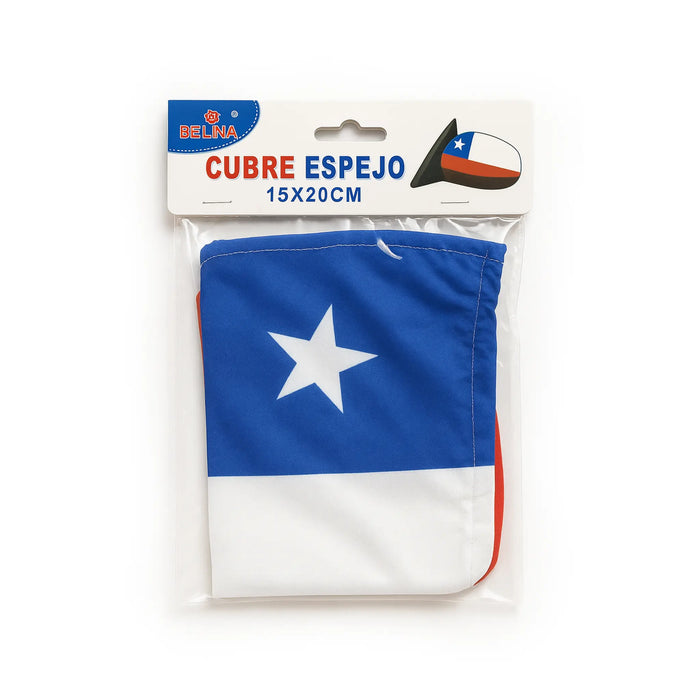 Funda de espejo retrovisor para coche con diseño de bandera chilena sobre fondo blanco