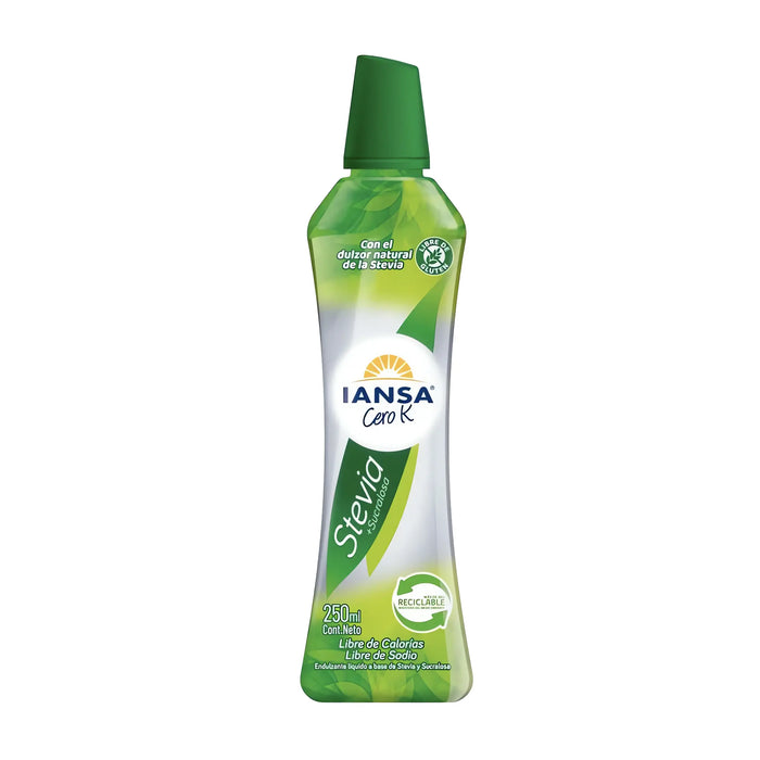 Botella de Iansa Stevia sobre fondo blanco