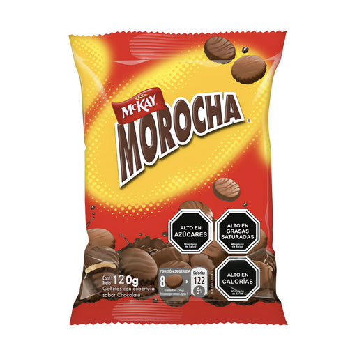 Una bolsa roja y amarilla de 120 g de Morocha de McKay.