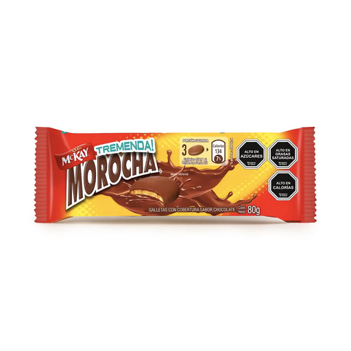 McKay Morocha Tremenda - galletas de vainilla cubiertas de chocolate (paquete de 80 g) sobre fondo blanco.