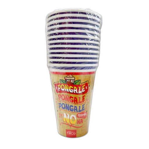 Vasos de Papel Póngale - Pack de 12 vasos desechables de colores para fiestas y celebraciones.