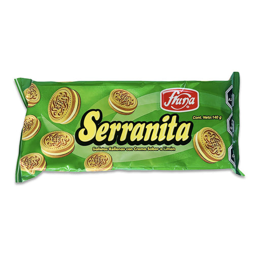 Un paquete verde de galletas Serranita.