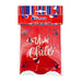 Un paquete rojo, blanco y azul de banderines de carton  de fiesta que dicen "Viva Chile".