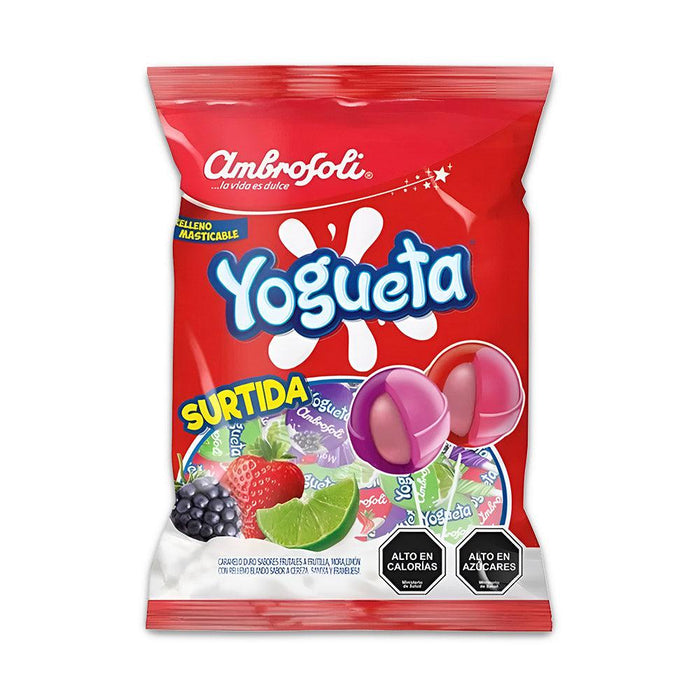 Caramelos Yogueta en bolsa roja.