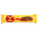Un paquete amarillo de galletas de chocolate con un gran logotipo rojo Bon o Bon en la parte delantera.