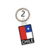 Un llavero con la bandera chilena que dice Chile.