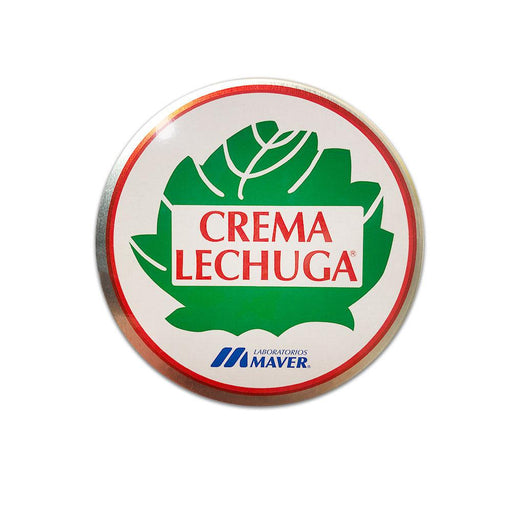 Una pequeña lata de crema para la piel Crema Lechuga. Un producto importado de Chile.