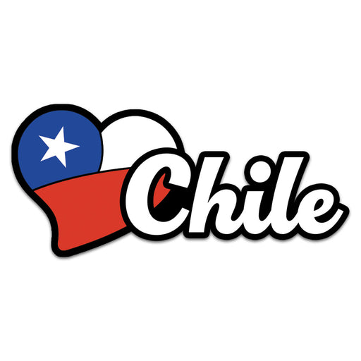 A bumper sticker with a Chilean flag heart and the word Chile.