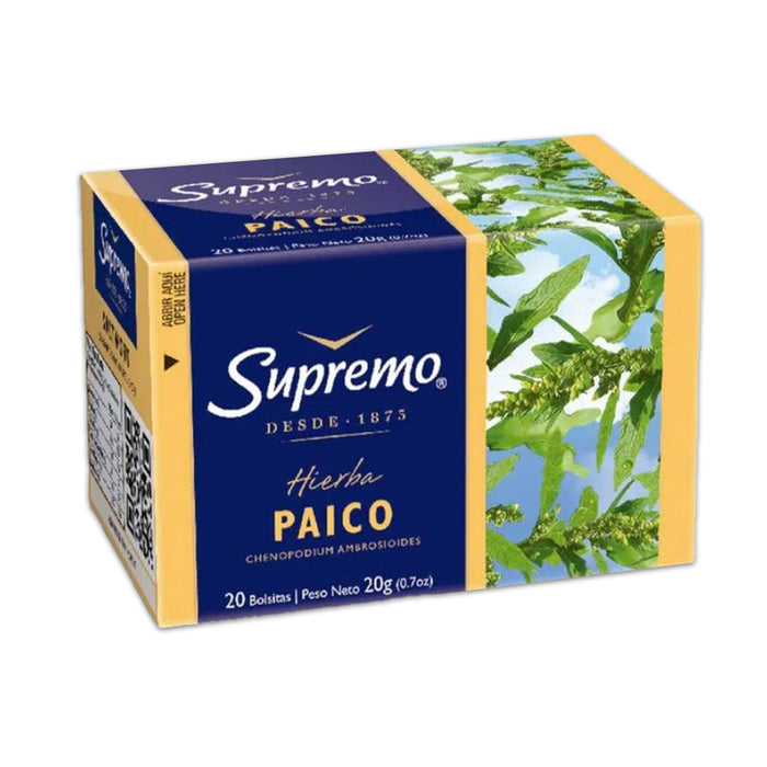 Una pequeña caja de té Paico de Supremo. Un producto de Chile.