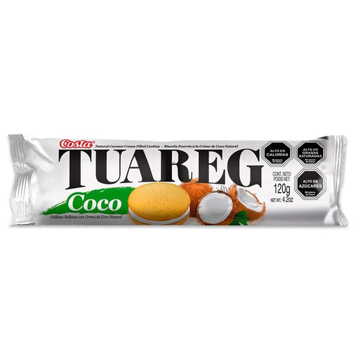 Un paquete blanco de galletas de coco tuareg.