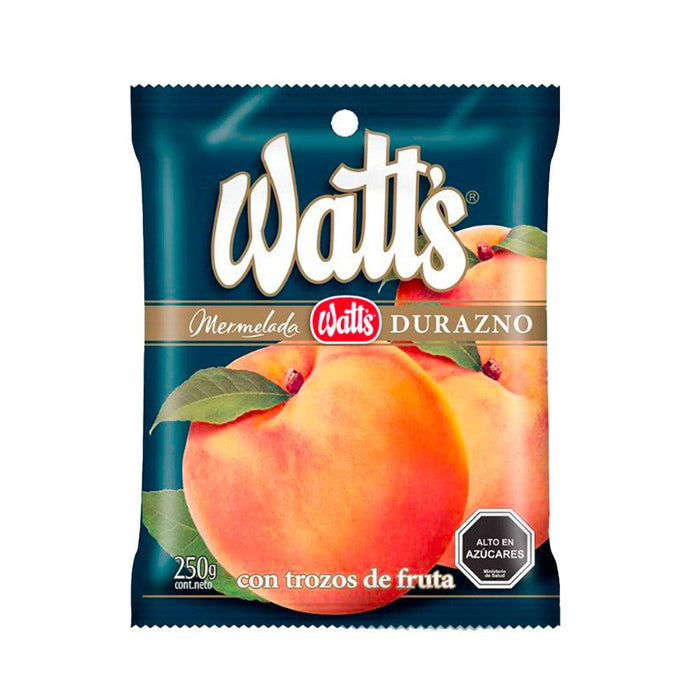 Una bolsa de mermelada de durazno Watt's importada de Chile.